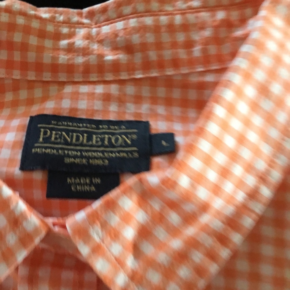 Pendleton, Orange And White Gingham Blouse - image 1